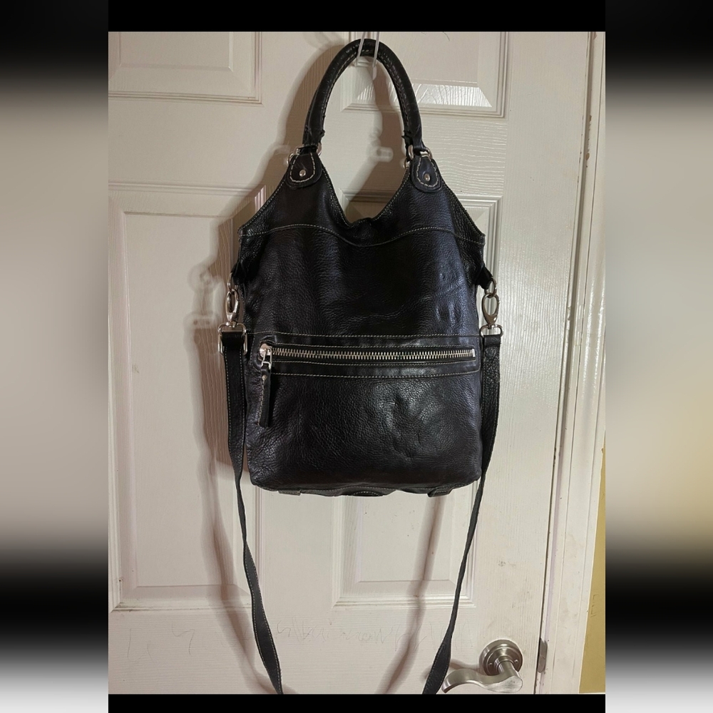 Large Roots Canada Leather Hobo Bag.